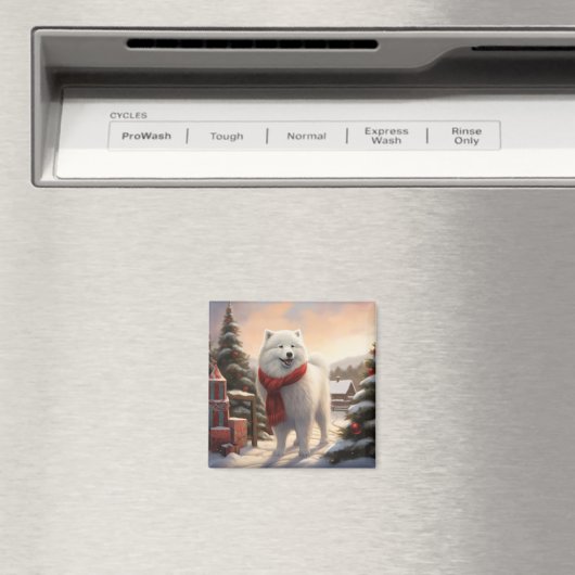 Samoyed Dog in Schneehochweihen Magnet (In Situ (Geschirrspüler))