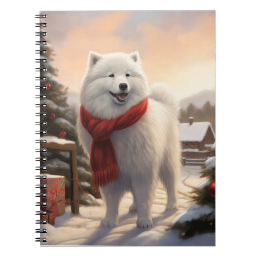 Samoyed Dog in Schneehochweihen Notizblock (Vorderseite)