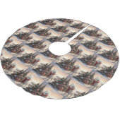 Samoyed Dog in Schneehochweihen Polyester Weihnachtsbaumdecke (Schrägansicht)