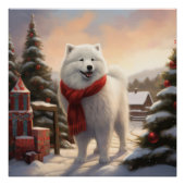 Samoyed Dog in Schneehochweihen Poster (Vorderseite)