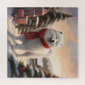 Samoyed Dog in Schneehochweihen Puzzle (Horizontal)