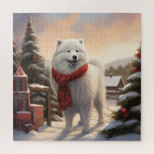 Samoyed Dog in Schneehochweihen Puzzle