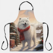 Samoyed Dog in Schneehochweihen Schürze (Vorderseite)