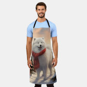 Samoyed Dog in Schneehochweihen Schürze (Getragen)