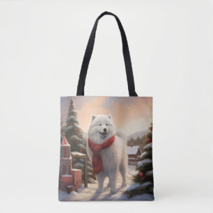 Samoyed Dog in Schneehochweihen Tasche