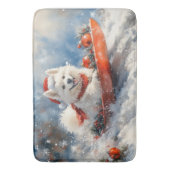 Samoyed Dog in Sledge Let it Snow Christmas Badematte (Vorderseite Vertikal)