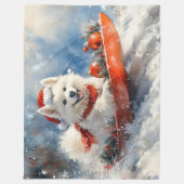 Samoyed Dog in Sledge Let it Snow Christmas Fleecedecke (Vorderseite)