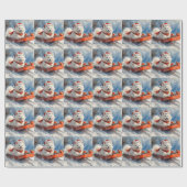 Samoyed Dog in Sledge Let it Snow Christmas Geschenkpapier (Flach)