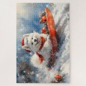 Samoyed Dog in Sledge Let it Snow Christmas Puzzle (Vertikal)