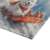 Samoyed Dog in Sledge Let it Snow Christmas Schneidebrett (Ecke)