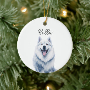Samoyed Dog Individuelle Name Keramik Ornament