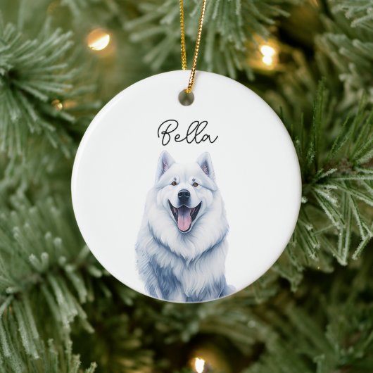 Samoyed Dog Individuelle Name Keramik Ornament (Baum)