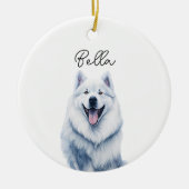 Samoyed Dog Individuelle Name Keramik Ornament (Vorne)