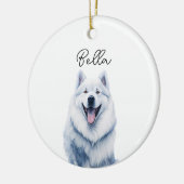 Samoyed Dog Individuelle Name Keramik Ornament (Links)