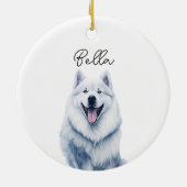 Samoyed Dog Individuelle Name Keramik Ornament (Hinten)