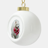 Samoyed Dog mit Bandana Runde Weihnachtsschmuck Keramik Kugel-Ornament (Rechts)