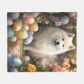 Samoyed Dog mit Ostereier Urlaub Fleecedecke (Vorderseite (Horizontal))