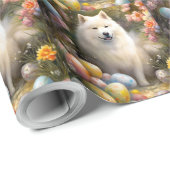 Samoyed Dog mit Ostereier Urlaub Geschenkpapier (Rolleneckpunkt)