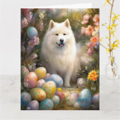 Samoyed Dog mit Ostereier Urlaub Karte (Gelbe Blume)