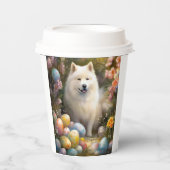 Samoyed Dog mit Ostereier Urlaub Pappbecher (Vorderseite)