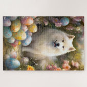 Samoyed Dog mit Ostereier Urlaub Puzzle (Horizontal)