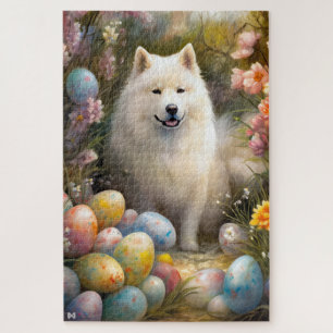 Samoyed Dog mit Ostereier Urlaub Puzzle