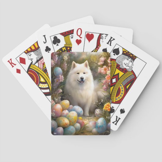 Samoyed Dog mit Ostereier Urlaub Spielkarten (Rückseite)