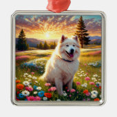 Samoyed Dog Ornament Aus Metall (Vorne)