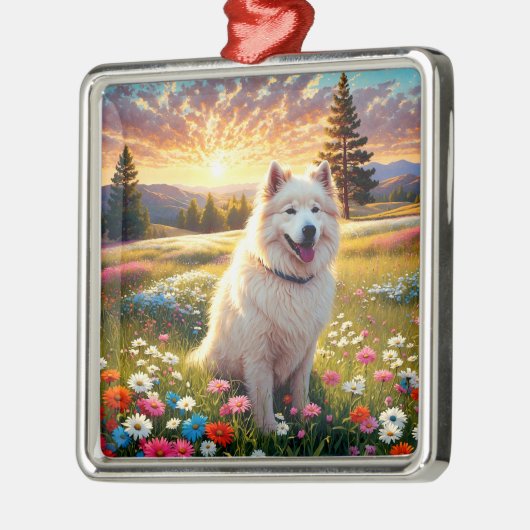 Samoyed Dog Ornament Aus Metall (Links)