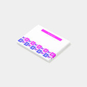 Samoyed Dog & Paw Hot Pink & Blue Silhouette Post-it Klebezettel (angewinkelt)