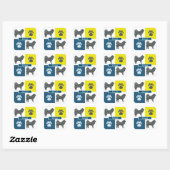 Samoyed Dog & Paw Y&B Grid Quadratischer Aufkleber (Blatt)