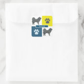 Samoyed Dog & Paw Y&B Grid Quadratischer Aufkleber (Tasche)