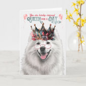 Samoyed Dog Queen für Day Funny Birthday Karte (Gelbe Blume)