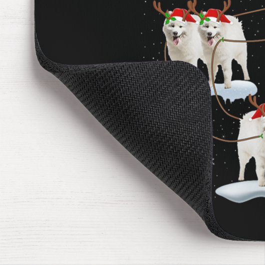 Samoyed Dog Santa Sleigh Flying Funny Magical Chri Mousepad (Ecke)