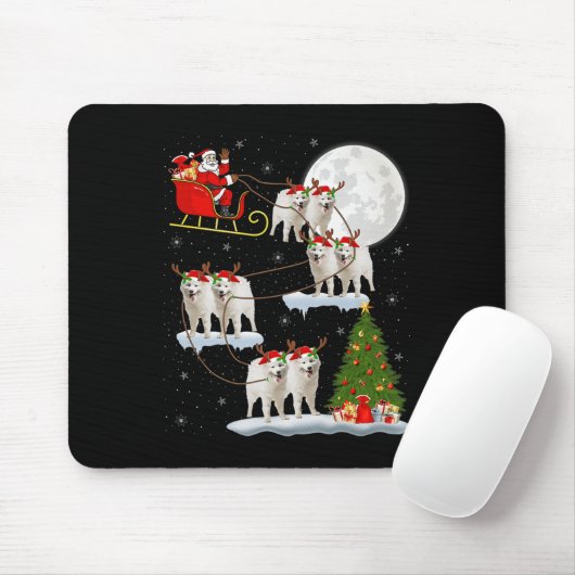 Samoyed Dog Santa Sleigh Flying Funny Magical Chri Mousepad (Mit Mouse)