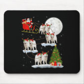 Samoyed Dog Santa Sleigh Flying Funny Magical Chri Mousepad (Vorne)