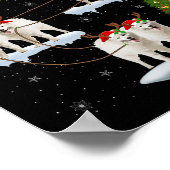 Samoyed Dog Santa Sleigh Flying Funny Magical Chri Poster (Ecke)