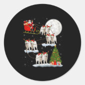 Samoyed Dog Santa Sleigh Flying Funny Magical Chri Runder Aufkleber (Vorderseite)