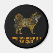 Samoyed Dog Silhouette Fun Halloween Magnet (Vorne)