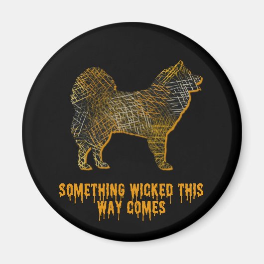Samoyed Dog Silhouette Fun Halloween Magnet (Vorne)