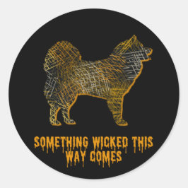 Samoyed Dog Silhouette Fun Halloween Runder Aufkleber