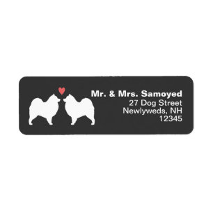 Samoyed Dog Silhouetten mit Herz-Rücksendeadresse
