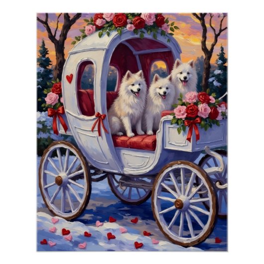 Samoyed Dog Valentine's Day  Poster (Vorderseite)