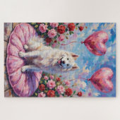 Samoyed Dog Valentine's Day Rose Picnic Puzzle (Horizontal)
