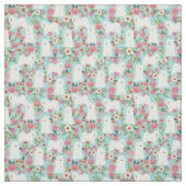 Samoyed dog Vintage Blumen Stoff (Muster)