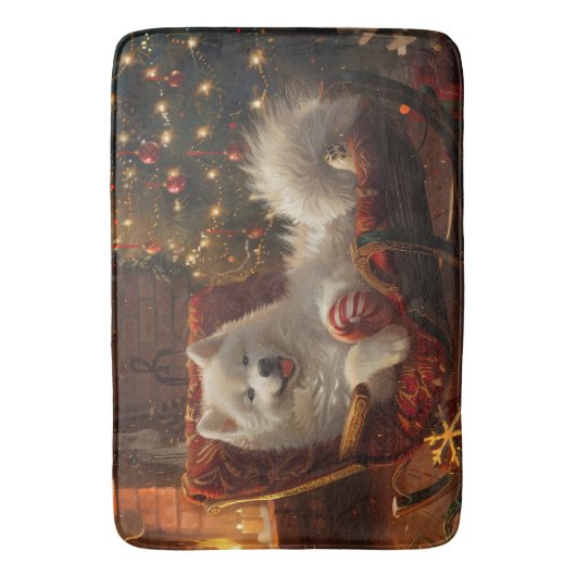 Samoyed Dog Weihnachtsfest Badematte (Vorderseite Vertikal)