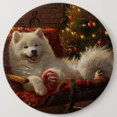 Samoyed Dog Weihnachtsfest Button (Vorderseite)