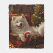 Samoyed Dog Weihnachtsfest Fleecedecke (Vorderseite)
