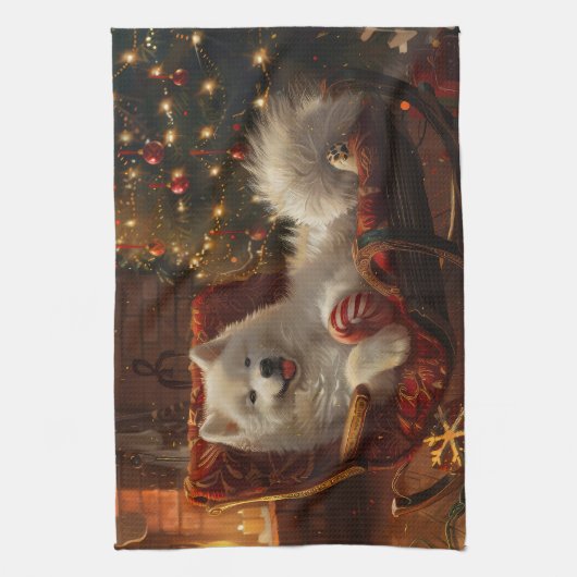 Samoyed Dog Weihnachtsfest Geschirrtuch (Vertikal)