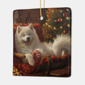 Samoyed Dog Weihnachtsfest Keramikornament (Links)
